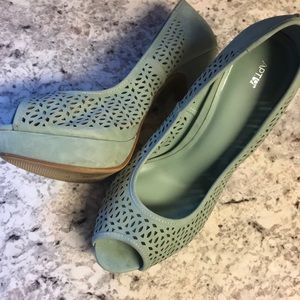 Mint green pumps